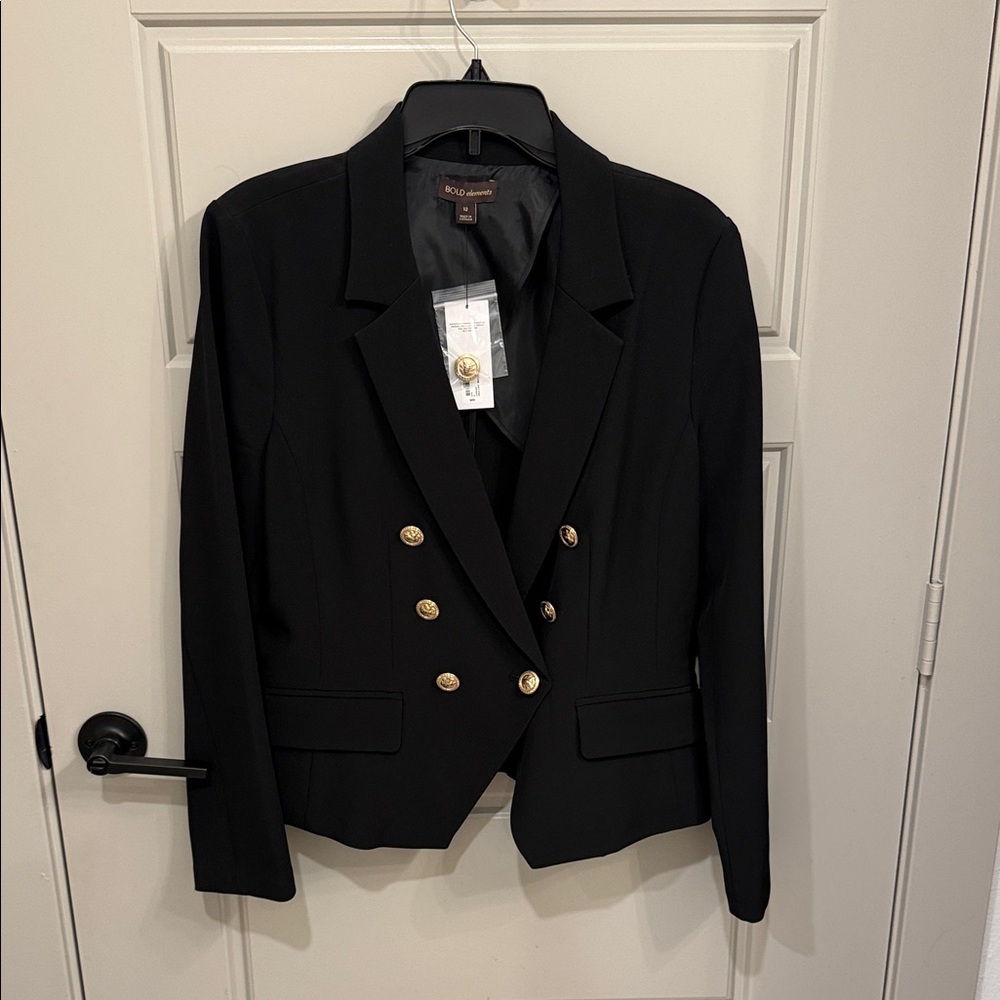 BCBGMaxAzria Black Blazer with Gold Buttons
